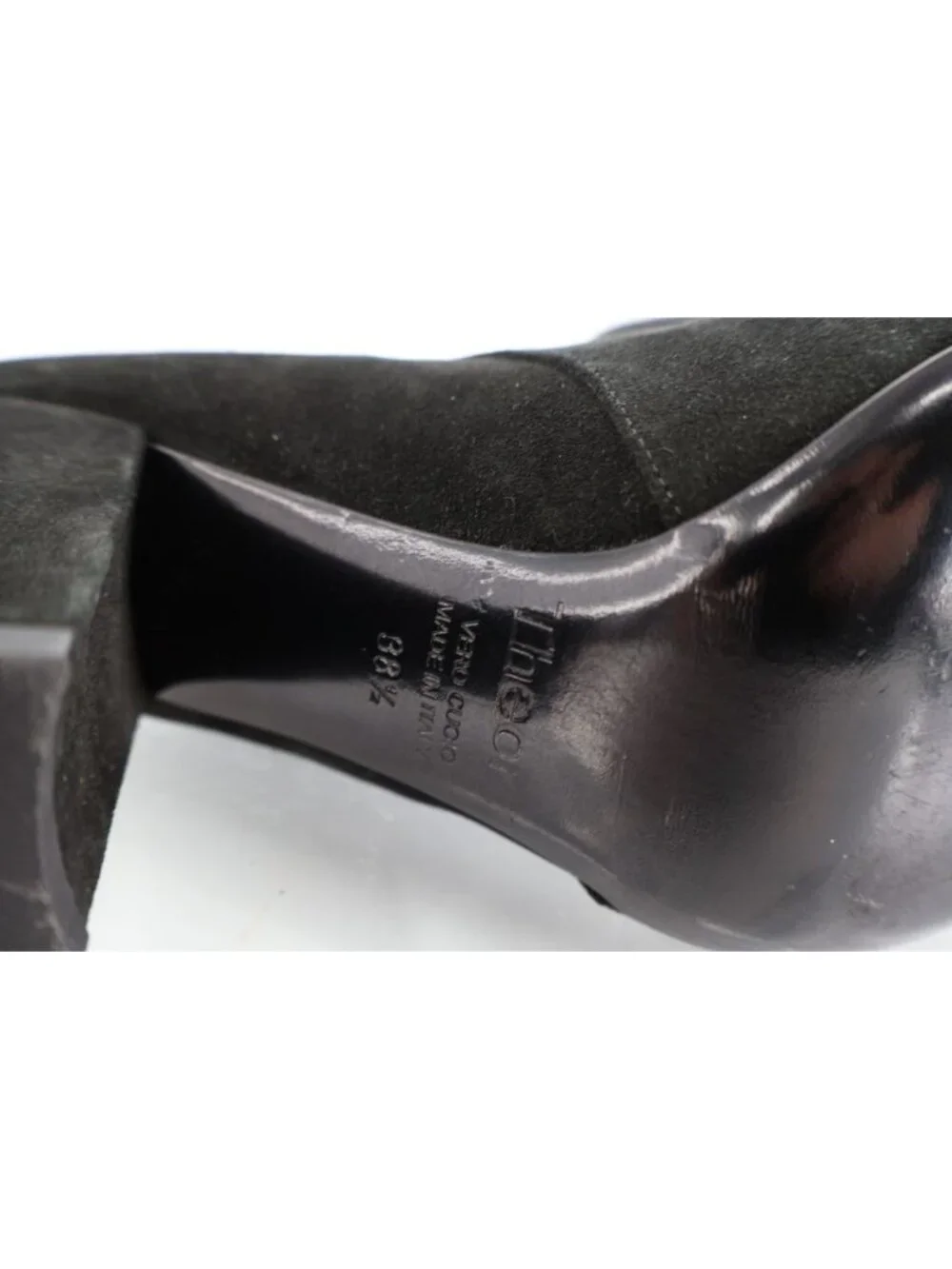 Theory Jodhpur Size 8.5 Mid Calf Black Suede Heeled Ankle Boots Booties Strap